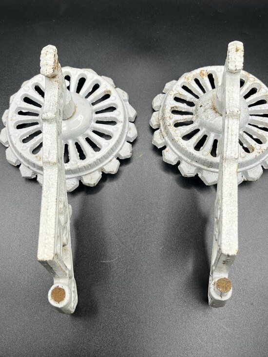 Vintage Gothic Cast Iron Wall Mount Soap Dishes White Architectural Salvage Pair